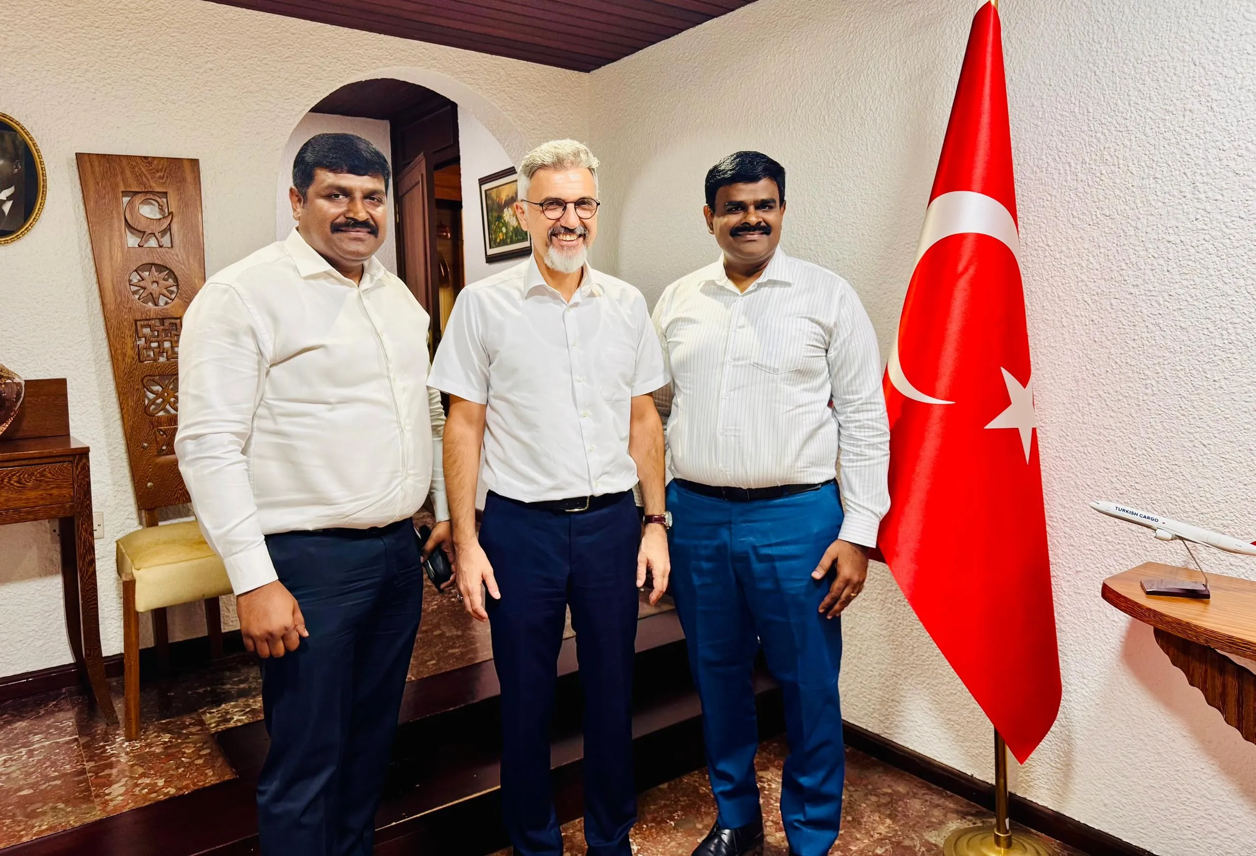 Ambassador of Turkey with James Kwame Rajamani, James Rajamani, James Gnanaraj Rajamani, and Immanuel Rajamani of Kingdom Exim